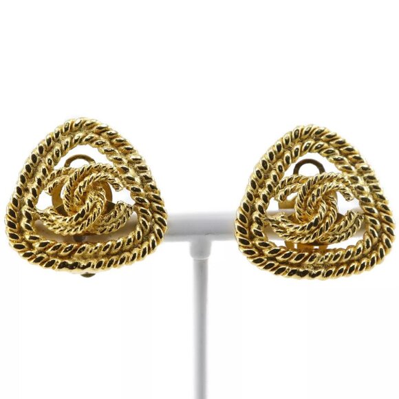 CHANEL COCO Mark Earring gold Plated Gold 13.0g Women - Picture 1 of 5